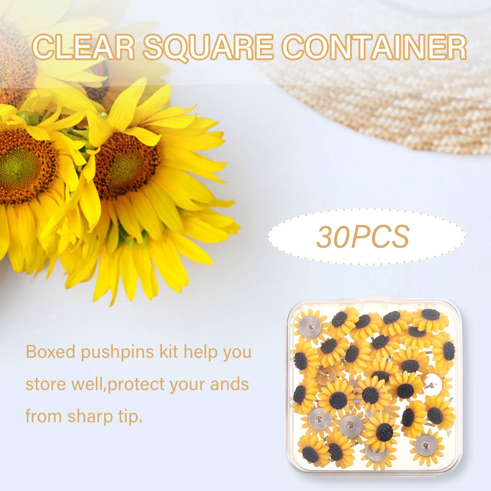 

30 Pieces Sunflowers Push Pin Wall Fixed Nail Board Office