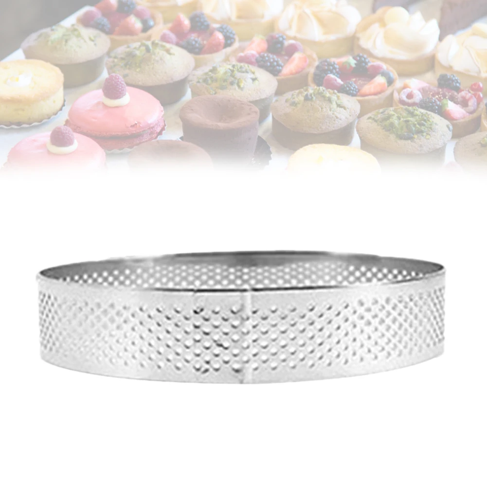 

Perforated Cake Mousse Ring Stainless Steel Muffin Cake Mold Non-stick DIY Bakeware Decorating Kitchen Accessories