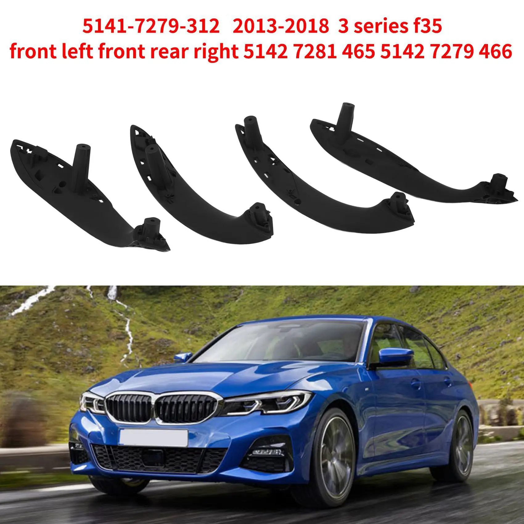 Фото 5141 7279 311 5142 7281 465 Внутренняя ручка двери черная для BMW 3 серии F35 2013-2018 передняя задняя левая правая №4