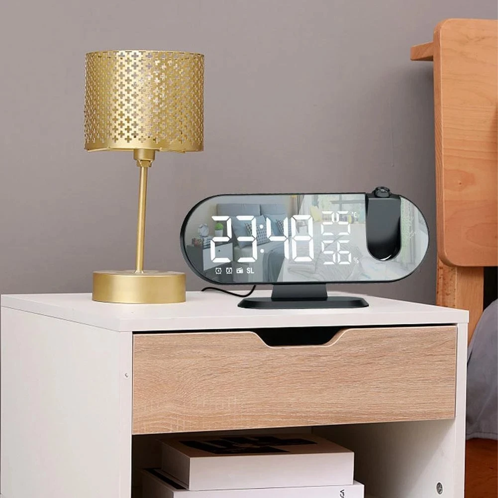 

Электронный СВЕТОДИОДНЫЙ Будильник с цифровой проекцией, настольные часы с проекцией FM-радио, проектор времени, настольные часы для спальн...