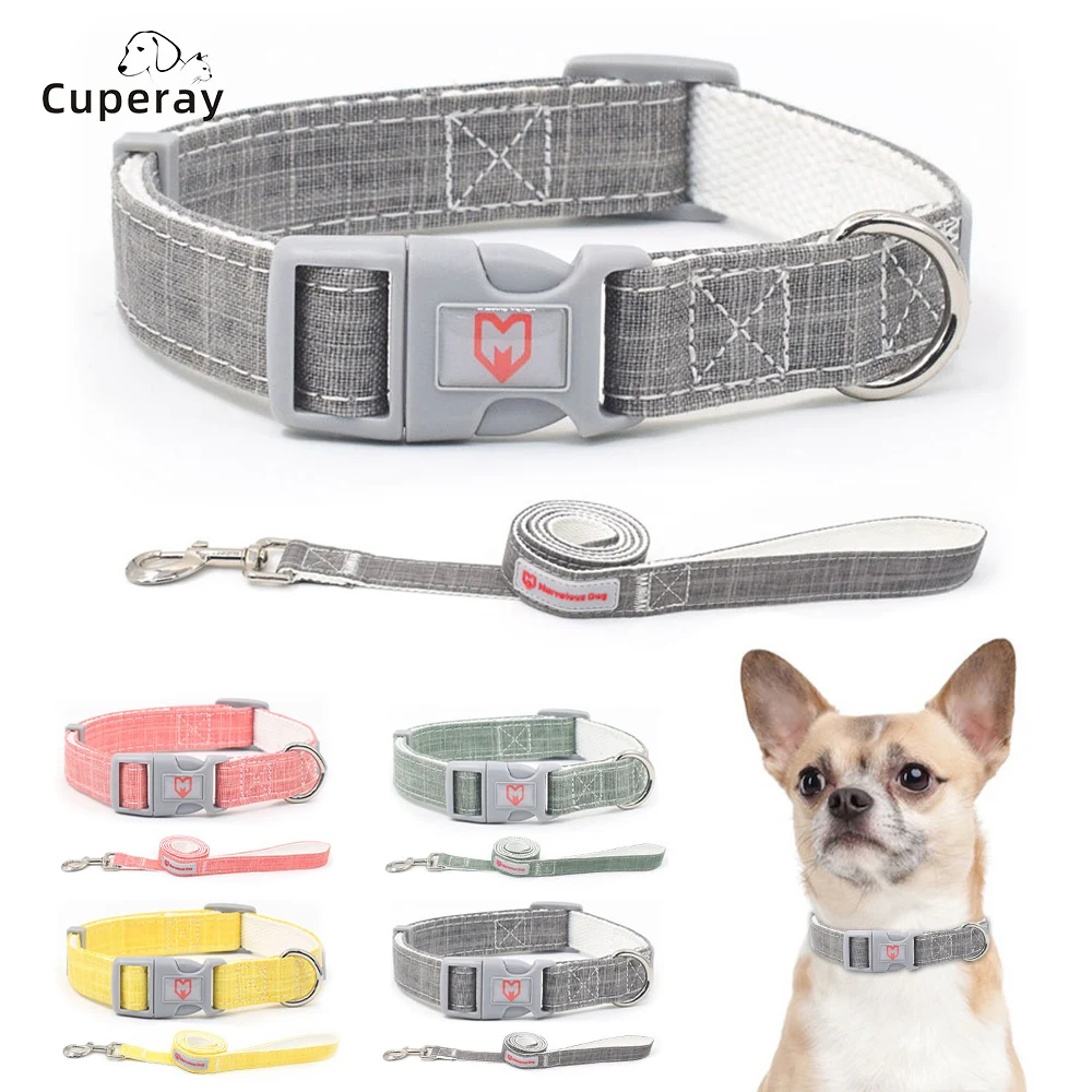 

Pet Collar Leash Set, Bamboo Fiber Cotton and Linen Material Pet Collar Leash Strong & Durable for Large, Medium and Small Dogs