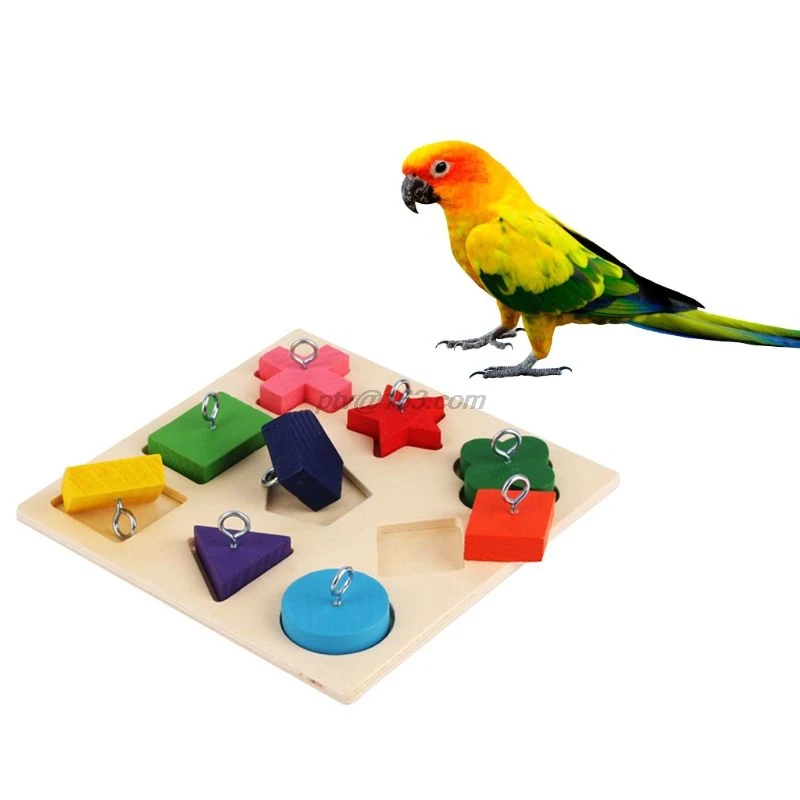 

Parrot Iq Training Toys 9 Grid Colorful Wooden Block Safe Tasteless Pet Educational Toys Puzzle Play Parrot Bird Toy Supplies