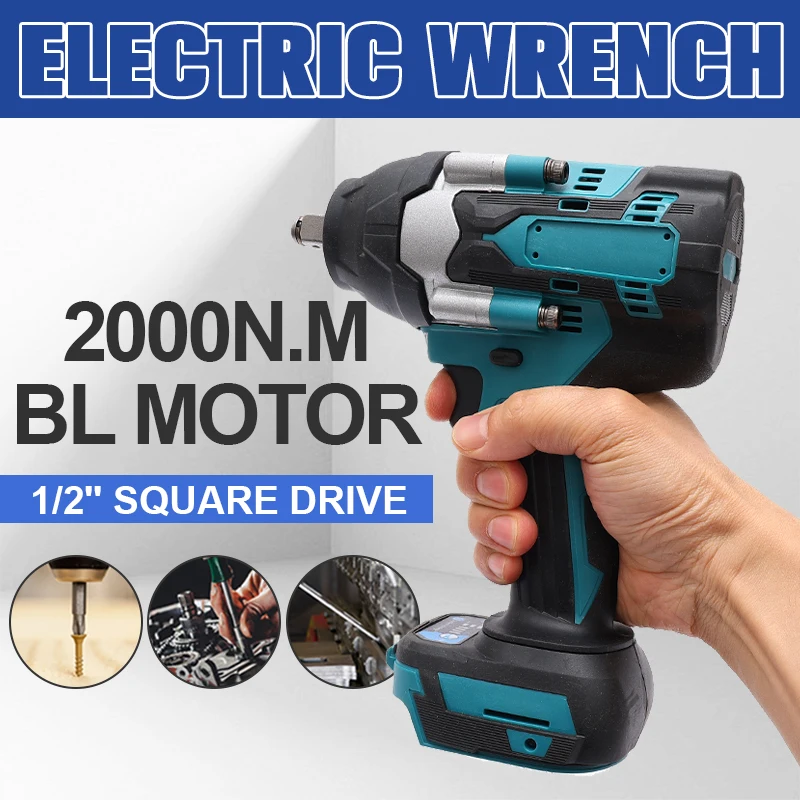 

1/2 нм бесщеточный крутящий момент Электрический ударный ключ 7200 в Беспроводной Мощный гаечный ключ об/мин Мощный электроинструмент для батареи Makita 18 в