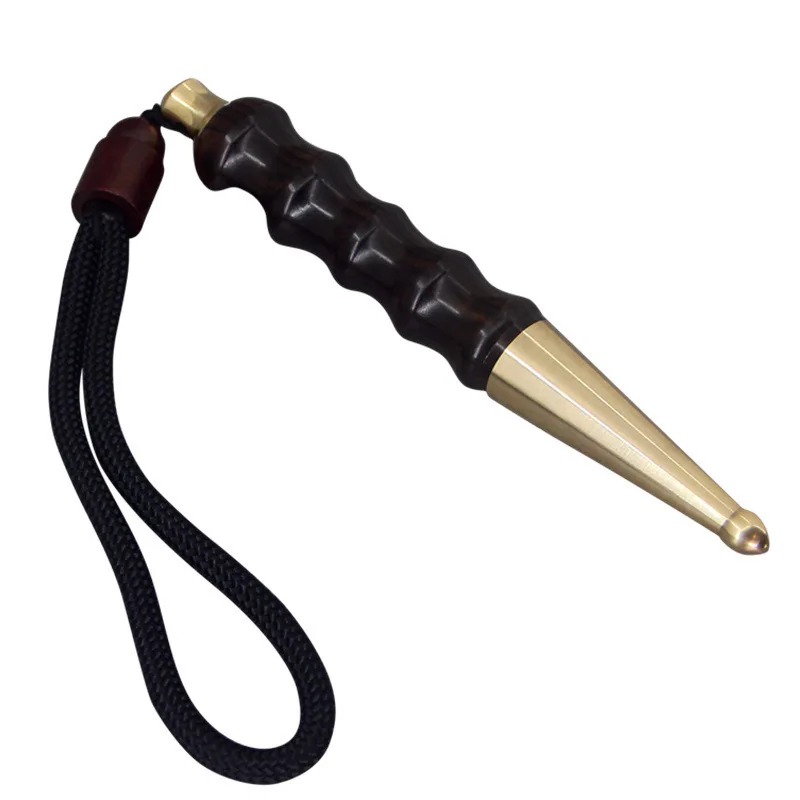 

Твердый медный наружный инструмент для повседневного использования с окошком из эбенового дерева, латунный брелок с ручным ремешком