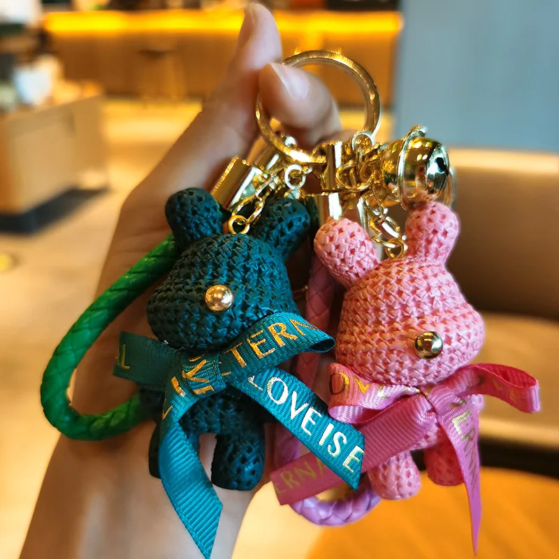 

Resin Bunny Cute Doll Pendant Anime Figures Creative Personalized Backpack Keychain Couple Bag Keyring Pendant Birthday Gifts