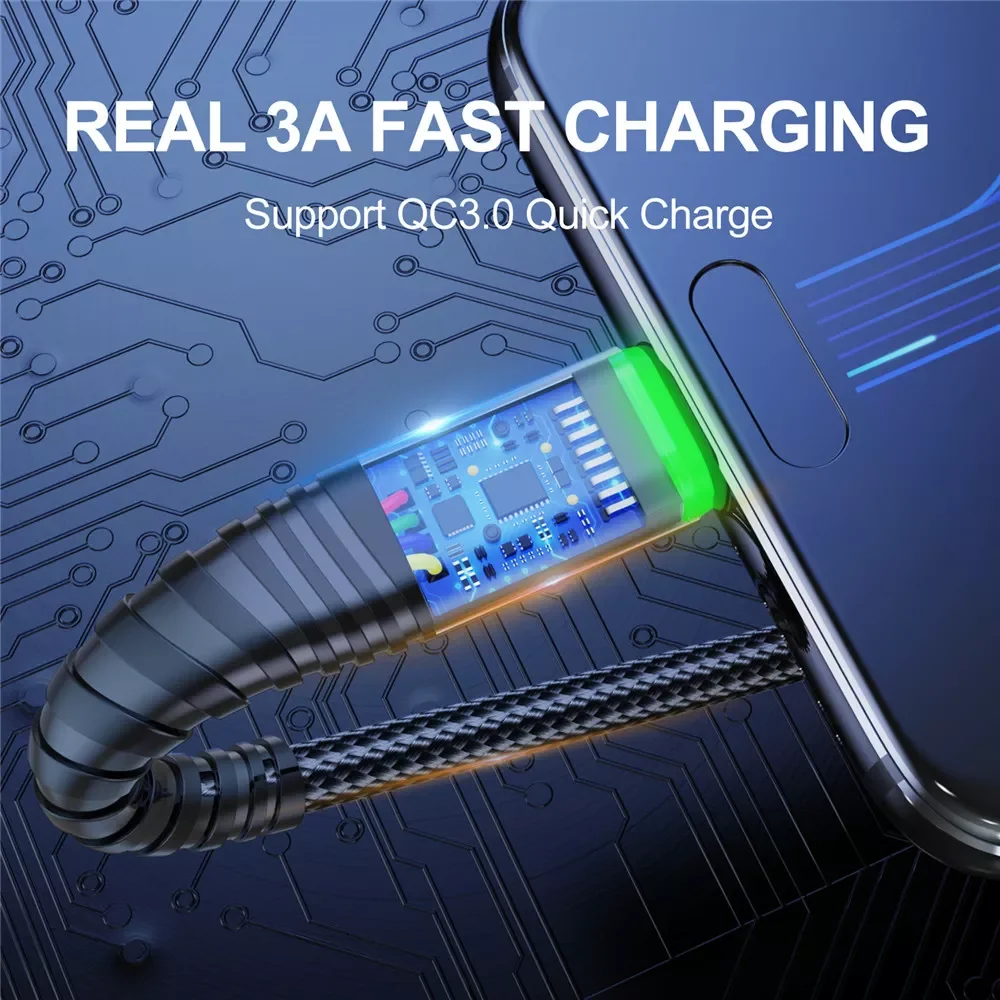 

LED 3A USB Type C Cable Micro USB Fast Charging Wire For Samsung Mobile phone Charge USB C Data Charge Cord 22