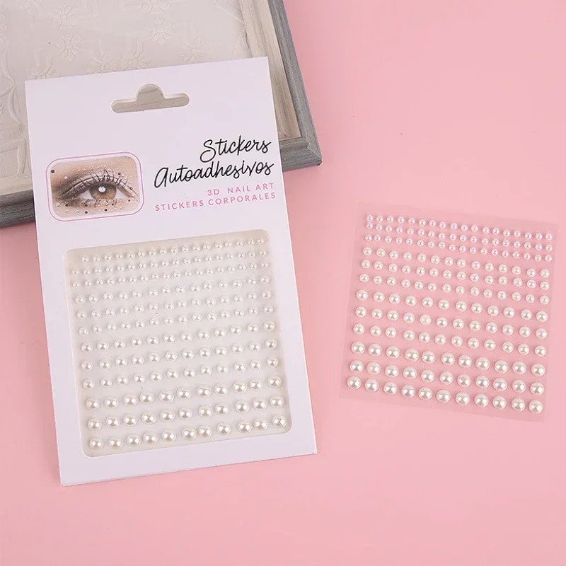 Самоклеящиеся украшения для лица с жемчугом 3/4/5/6 мм