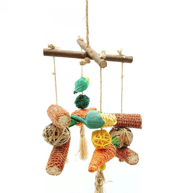 

Toys Large Bird Toys Shred Foraging Toys Bird Chew Toys Natural Corn Cob Colored Wooden Blocks Sturdy Nut Parrot Toy For Birds