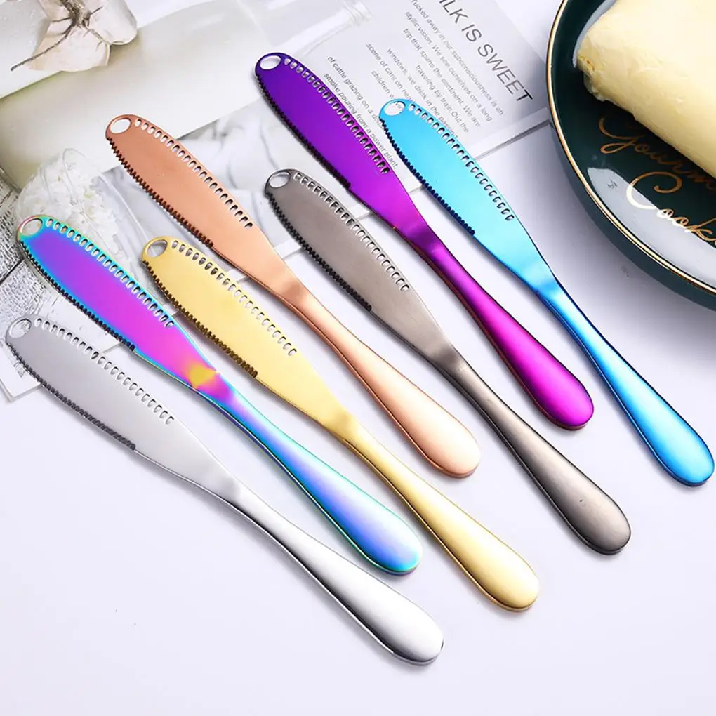 

Bread Slicing Knife Cheese Grater Butter Slicer With Hole Scraper Stainless Steel Cream Bread Jam Scraper Kitchen Gadget