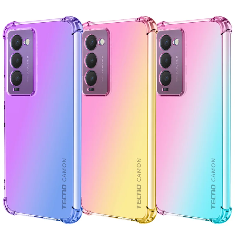 

Double Color Gradient Phone Case For TECNO Spark GO 2020 5 6 7T 7P 8P KD6 7 Pro Camon 18i 15 Air Pova Neo Case Shockproof Cover