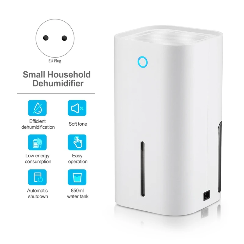 

850Ml Dehumidifier Household Portable Premium Dehumidifier For Home Wardrobe Office Mute Moisture Absorbers EU Plug