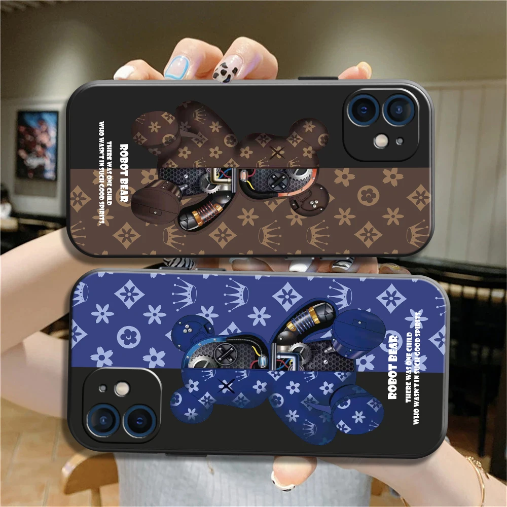 

Bear Cartoon Lens Protect For iPhone 11 12 13 Pro MAX 6 6S 7 8 Plus XS 12 13 Mini X XR SE 2020 Silicone Phone Case Funda Cover