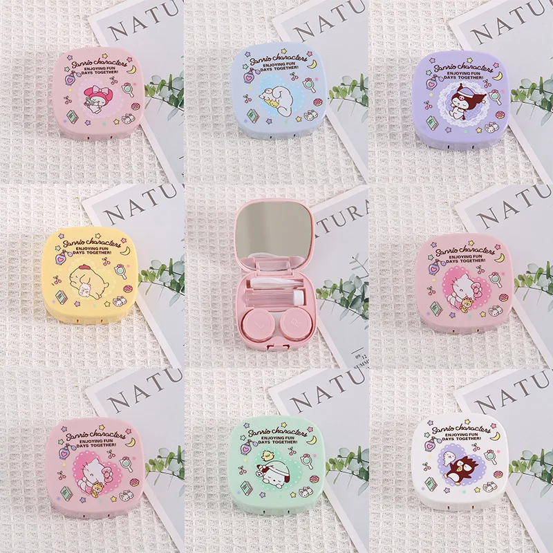 

Kawaii Cartoon Sanrioed Contact Lens Companion Box Anime Cinnamoroll MyMelody Kuromi Kitty Portable Color Contact Double Box