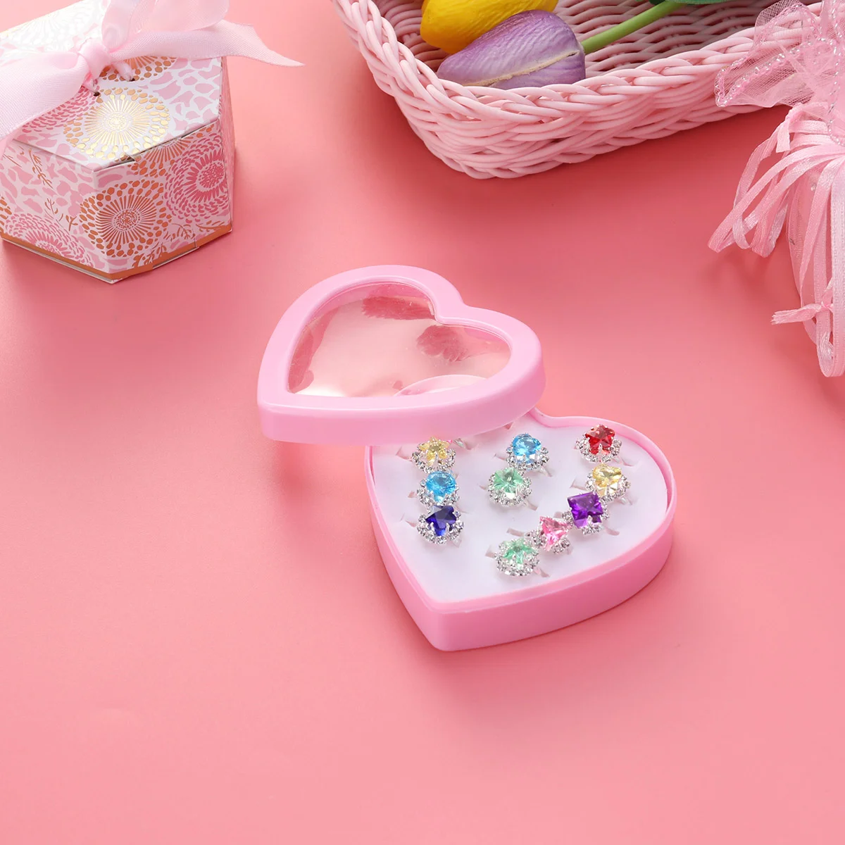 

Rings Ring Girls Kids Girl Child Jewelry Little Adjustable Crystal Toy Play Gift Pretend Finger Dress Flower Beautiful Kid