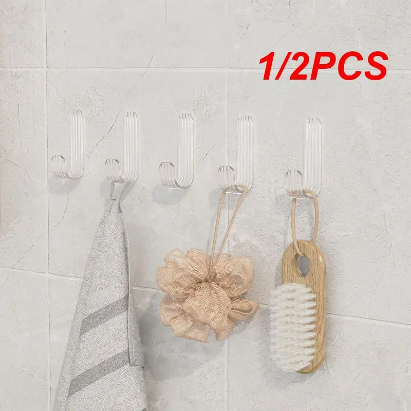 1/2 шт. бесследный крючок для ключей прочный одежды прозрачный ванной комнаты и