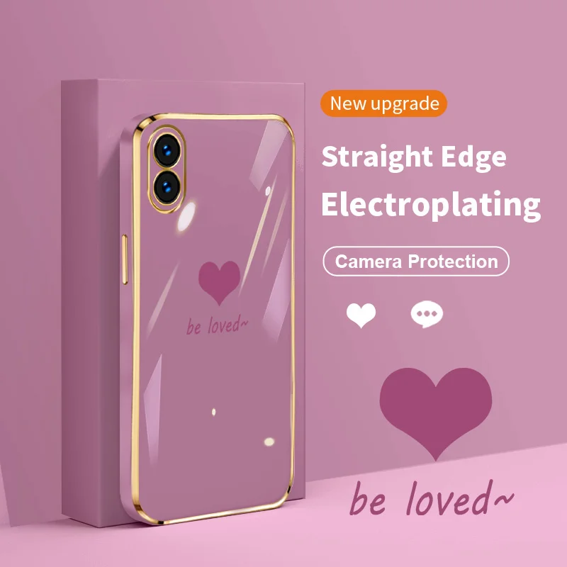 

Love Heart Case for Nothing Phone1 Shockproof Bumper Electroplated Back Cover