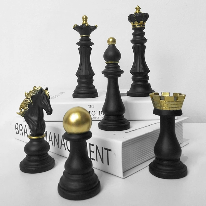 

Resin Chess Pieces Board Games Parts International Chess Figurines Retro Home Decor Simple Modern Chessmen Ornaments