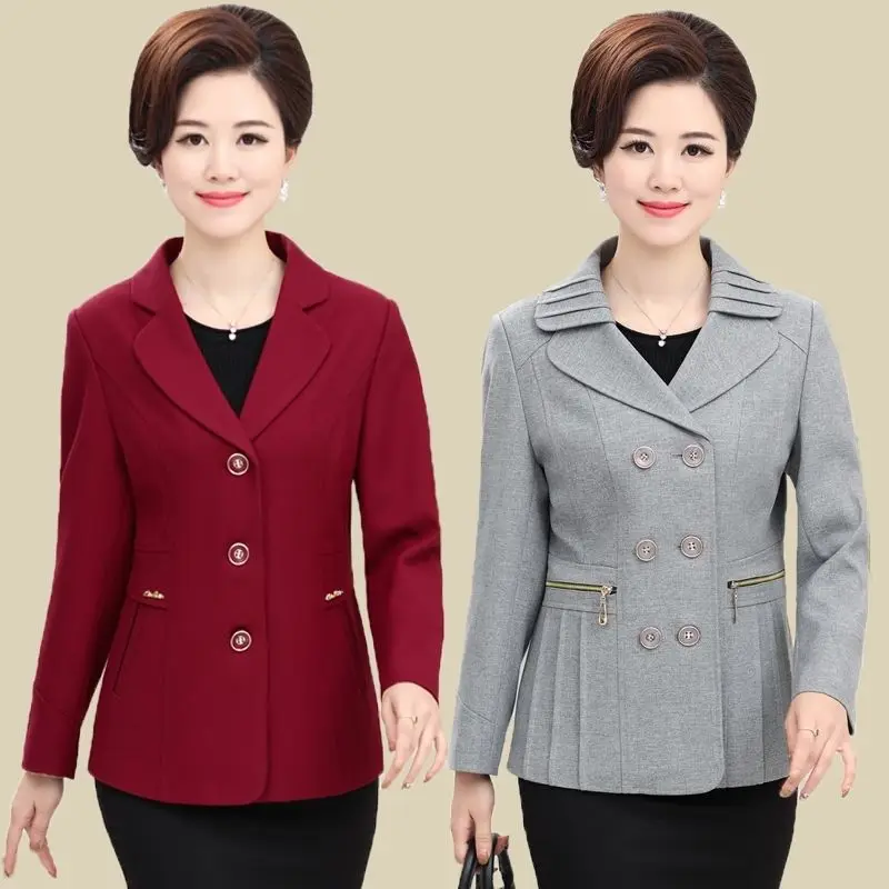 

Woman Vintage Fashion 2022 Jacket Female Classic Double Breasted Buttons Blazer Outerwear Ladies Elegant Office Suit Coat G42
