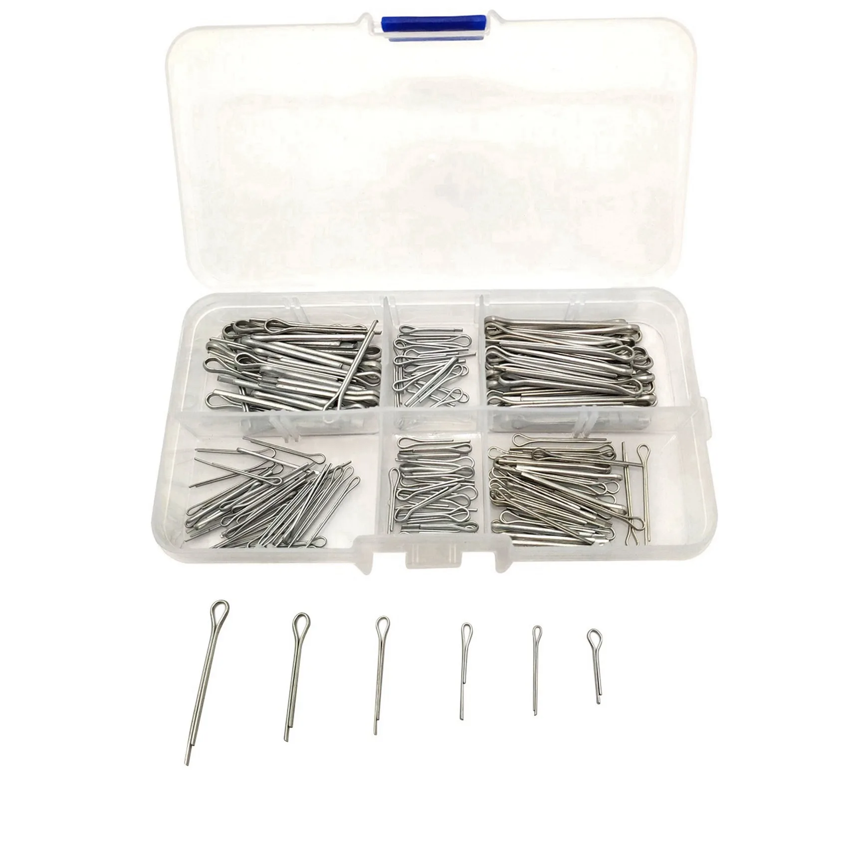 

175Pc SPLIT PINS Cotter Fixings Set Assorted Sizes Zinc Plated Steel Hard Case