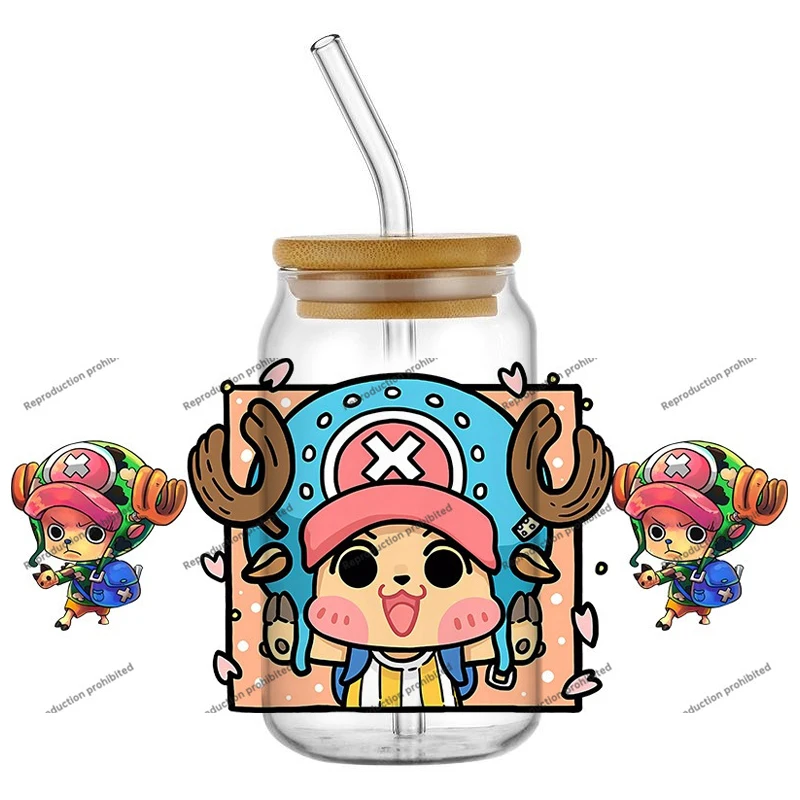 Фото Водонепроницаемая УФ-наклейка DTF с дизайном мультфильма One Piece для стаканов 16 унций, наклейки для декора, DIY, с возможностью индивидуального оформления №2