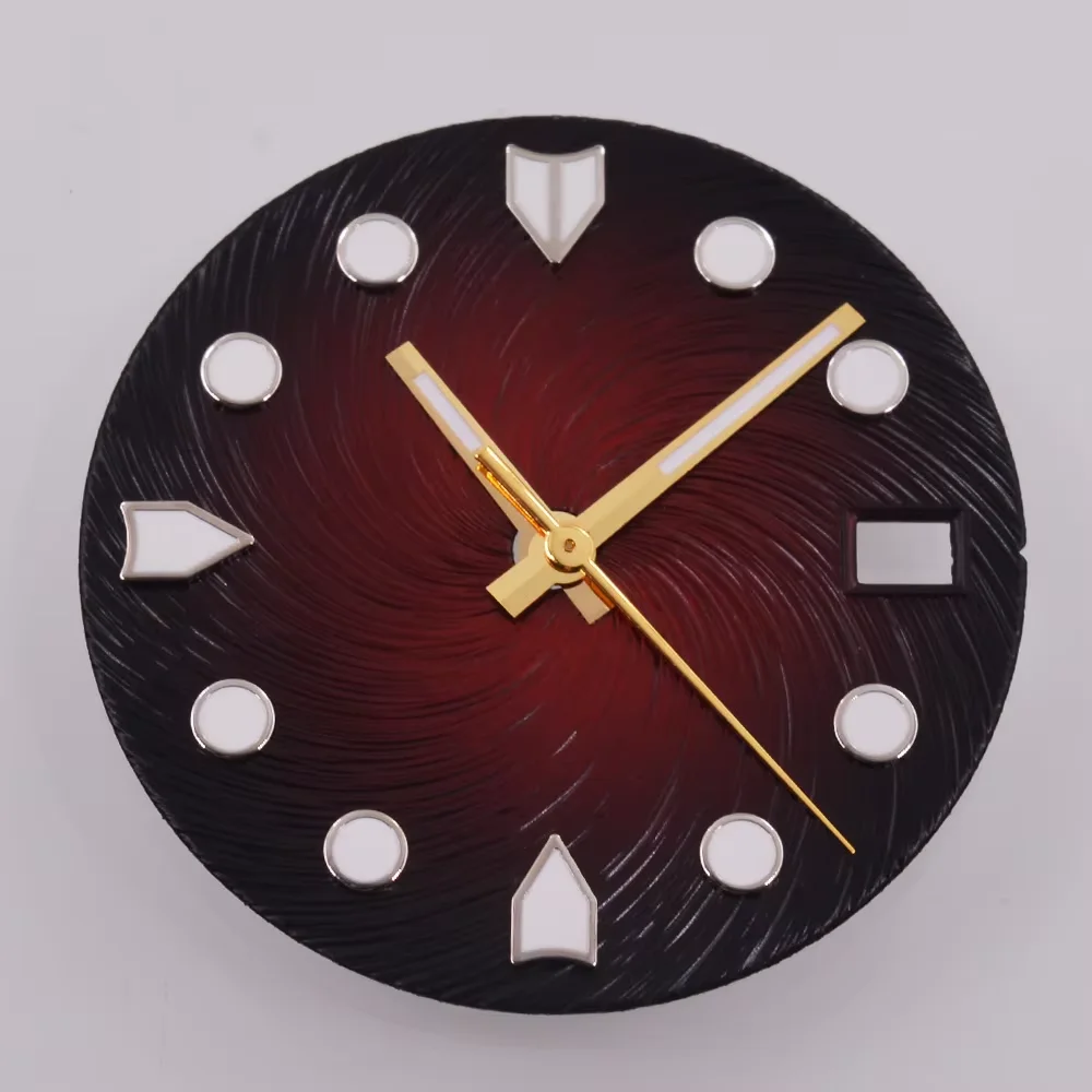 Синие/белые/красные/зеленые часы с циферблатом зеленые светящиеся стрелки 28 5 мм