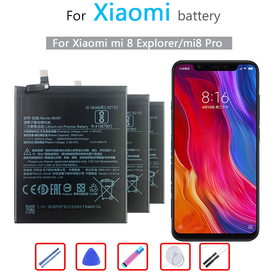 

BM3F for xiao mi 3000mAh Mobile Phone Battery For Xiaomi 8 Mi 8 Explorer/Mi8 Pro xiaomi8 M8 BM3F Bateria + Free tool