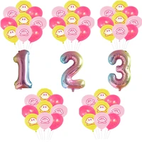 kirby game anime figures number balloons cartoon print kirby waddle dee doo latex balloon girls birthday party decoration gifts