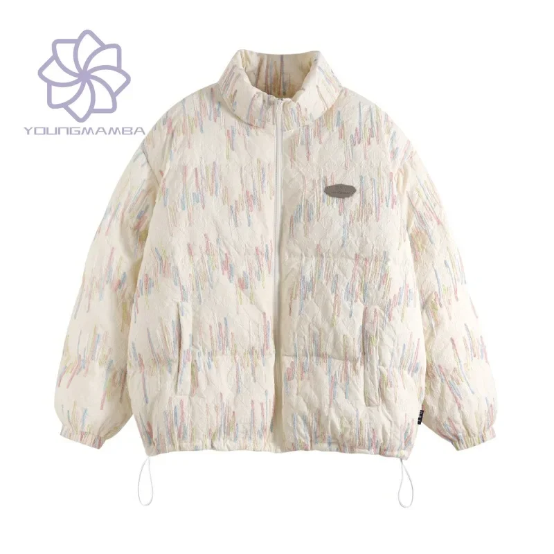 

2023 Autumn Winter Couple Loose Thickened Warm Down Cotton Coats Women Korean Fashion Long Sleeve Cotton Jacket