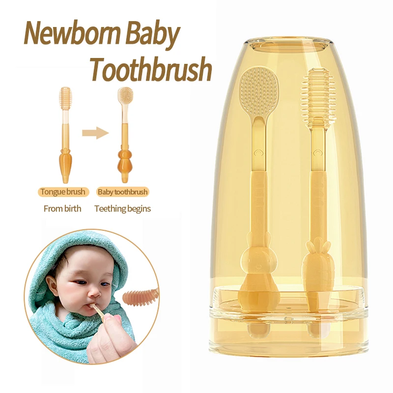 

Скребок для языка для новорожденных силиконовая щетка для чистки полости рта щетка для малышей средство для чистки языка для младенцев инс...