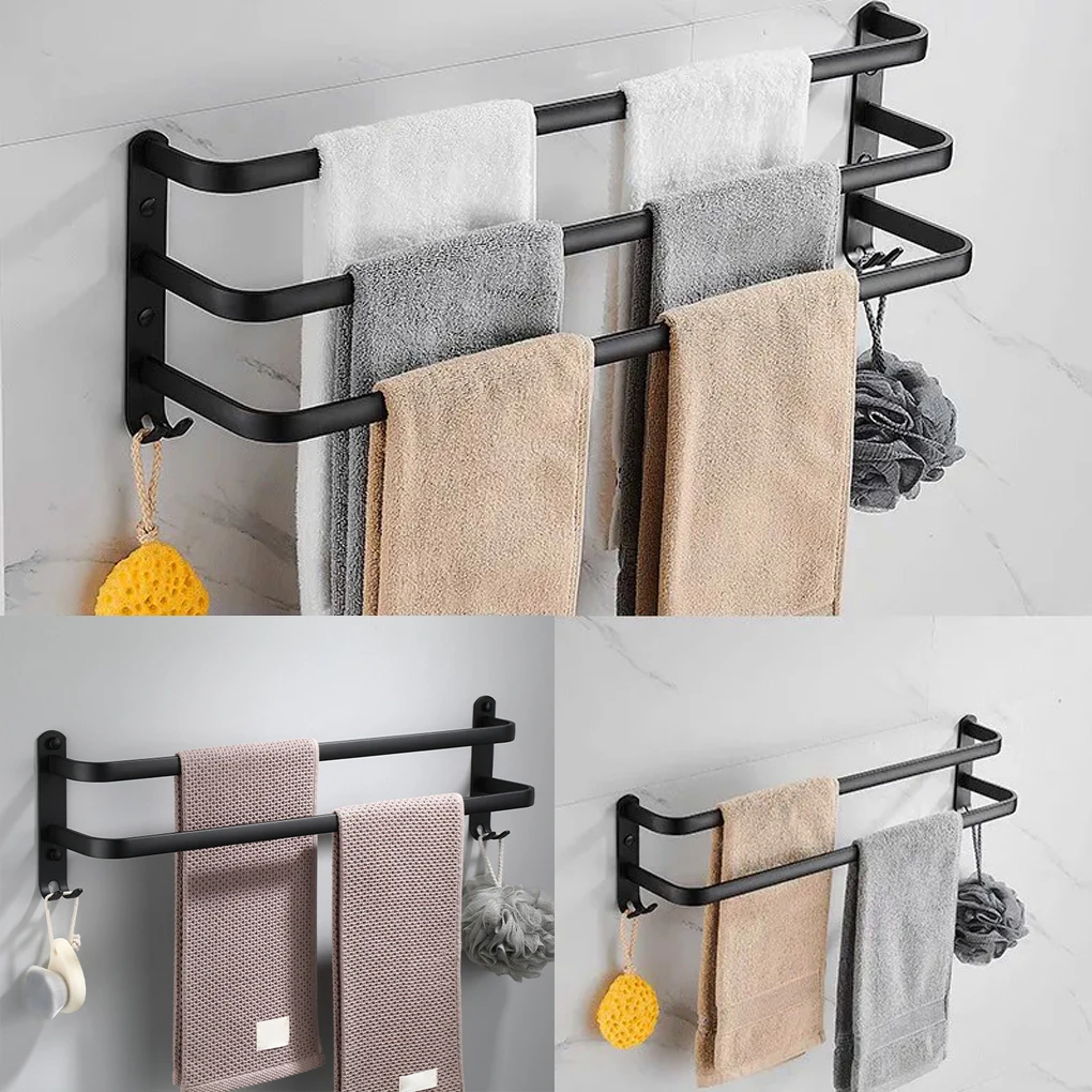 

Towel Holder Bathroom 30-50cm Bar Slippers Rail Shelf Aluminum Organizer