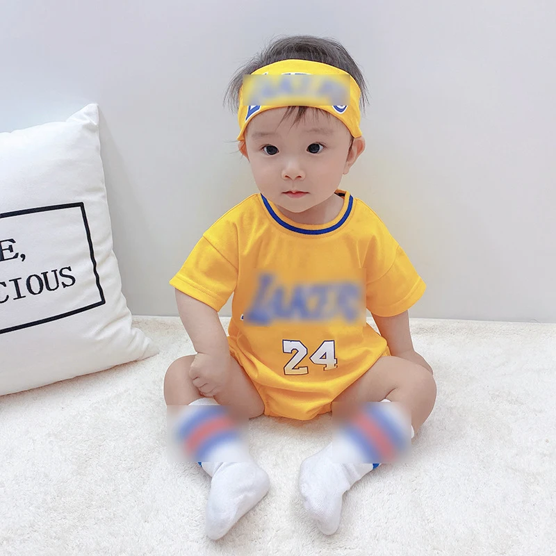 

Комбинезоны для новорожденных, летние баскетбольные майки для мальчиков и девочек, хлопковые детские комбинезоны, спортивный наряд, комбин...