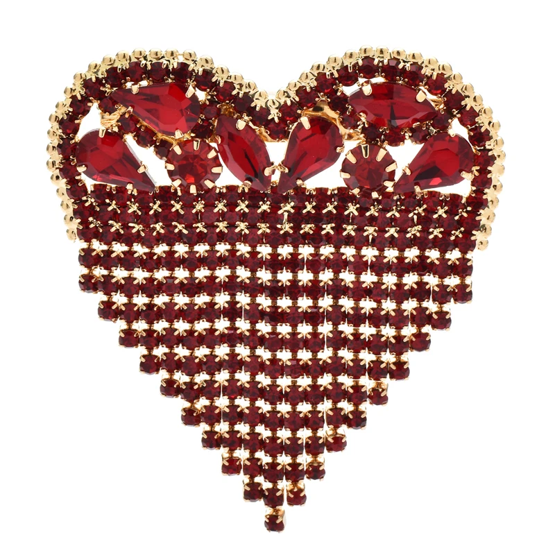

Wuli&baby Tassel Heart Brooches For Women Unisex 3-color Shining Love Party Casual Brooch Pin Gifts