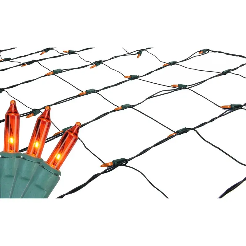 

x 6' Orange Mini Net Style Christmas Lights - Green Wire