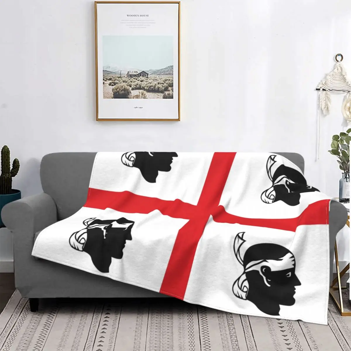 

Flag Italy Italian Region Plaid Blankets Warm Flannel Sardegna Throw Blanket for Bedroom Office Bedspreads