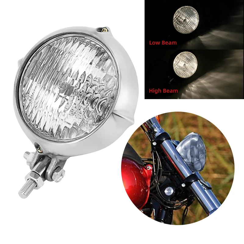 Мотоциклетный Головной фонарь 4,5 дюйма, 12 В, винтажная фара Bates в стиле ретро, герметичный луч для Harley Kawasaki Yamaha Custom Cafe Racer