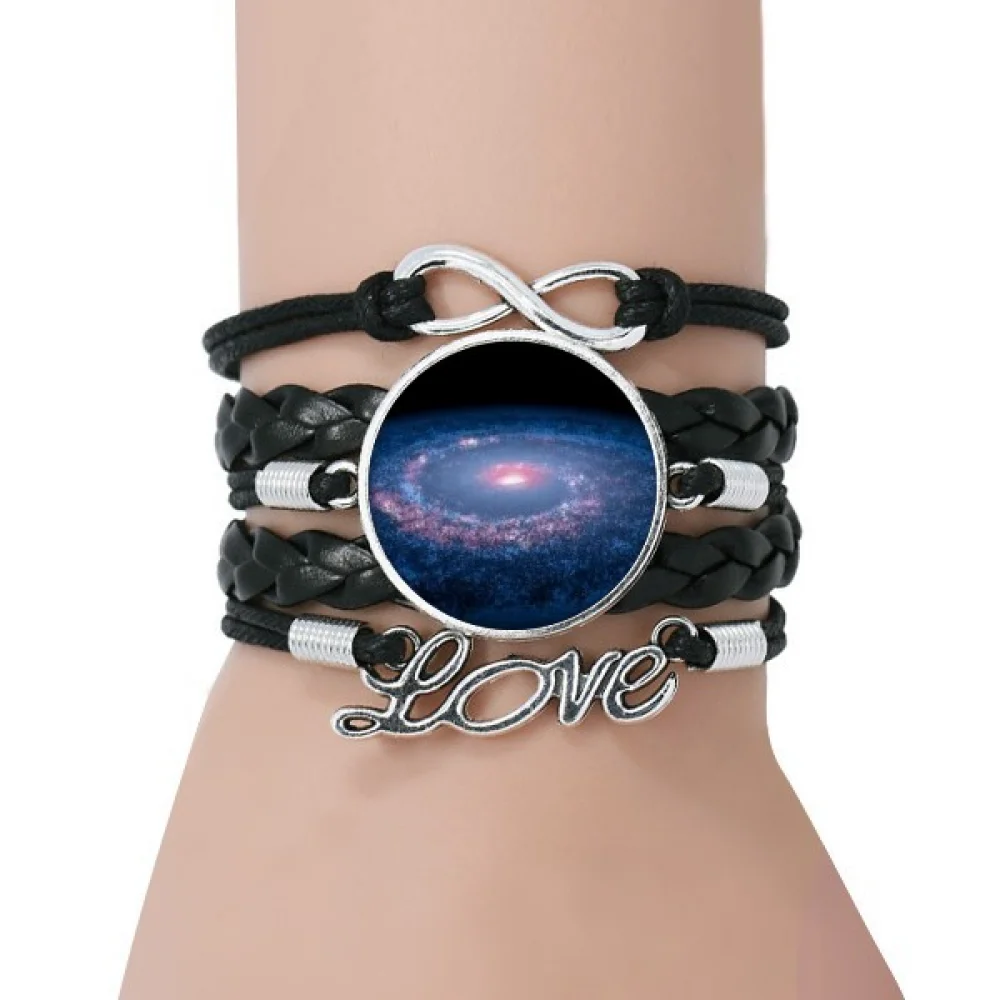 

Nebulae White Blue Planet Bracelet Love Accessory Twisted Leather Knitting Rope Wristband