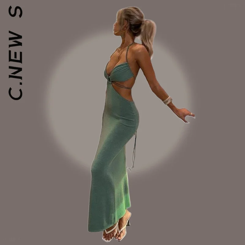 

Dress New Women Simple Sweet Dress Bandage Sexy Backless Cut Out Sleeveless Maxi Dresses Holiday Vestidos Female Woman Clothes