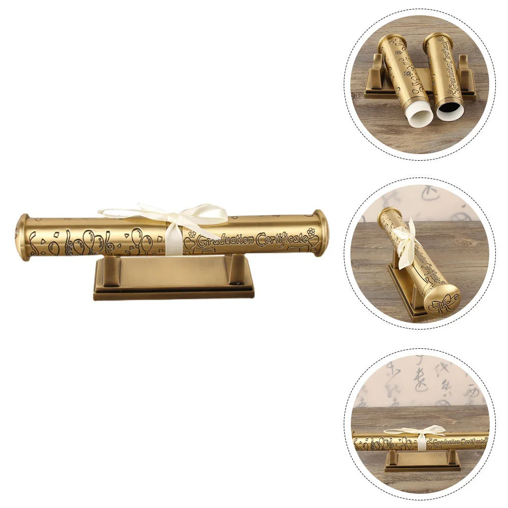 

Pipe Clamp Household Gold Stand Vintage Tube Exquisite Diploma Decorative Supply