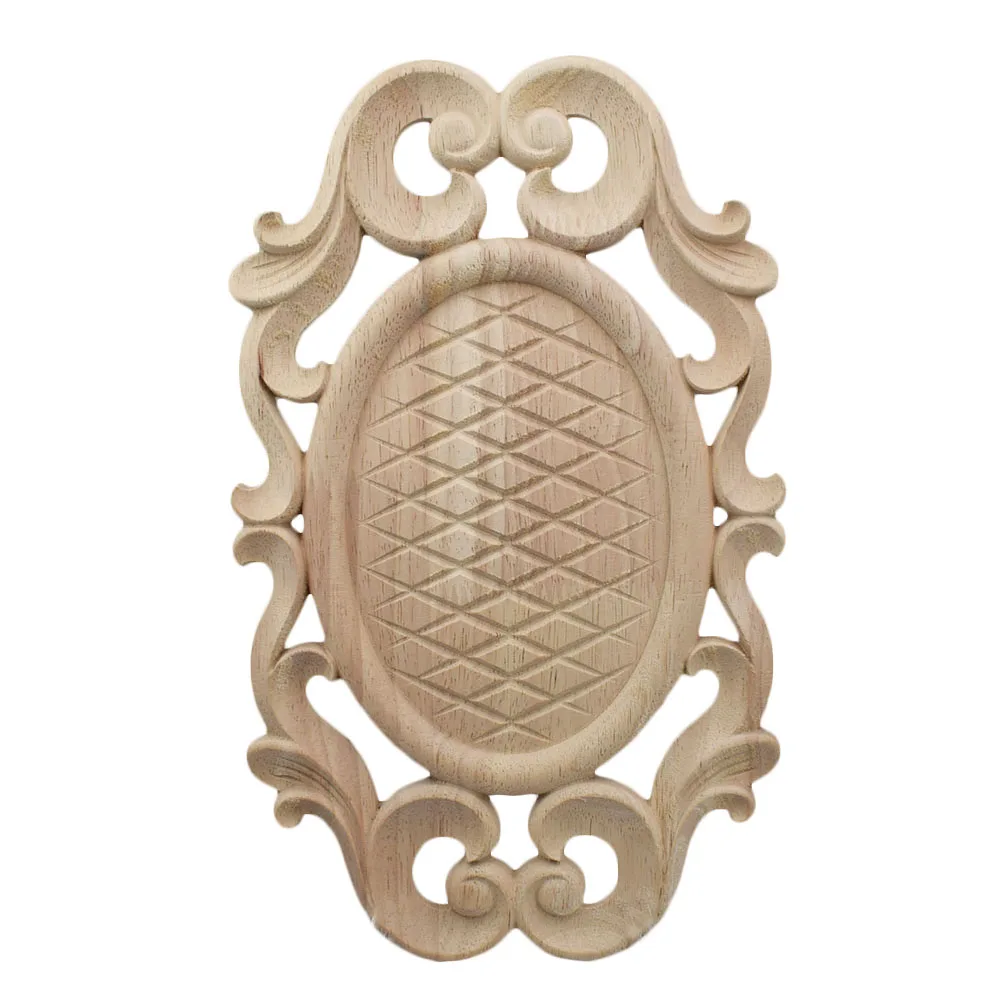 

30cm Exquisite European-style Applique Solid Wood Furniture Decorative Laminate Retro Door Heart Shaped Long Flower Figurine