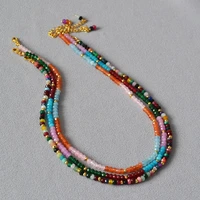 summer fresh color chocker natural stone jade beads bohemia style women necklace