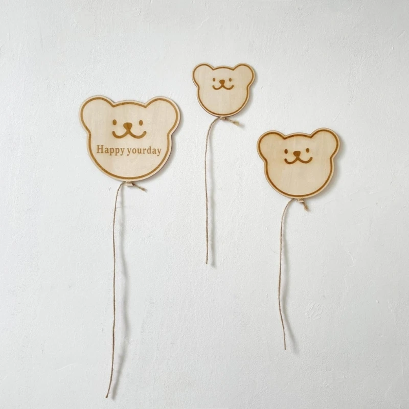 

Handcraft Wood Bear Balloon Wall Pendant for Kindergarten Office Decorations