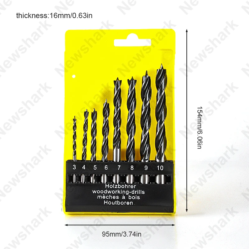 Набор сверл для деревообработки комплект из 8 насадок 3-10 мм с титановым покрытием