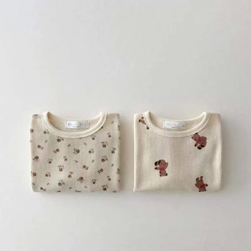 

New Autumn New Baby Hoodies Boys Bear Blouse Waffle Floral Girls Base Sweatshirts kids fall clothes toddler kids sweater