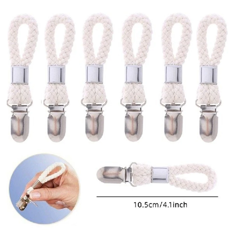 

6 Pcs Decorative Woven Cotton Loop Towel Clip Tea Towel Hooks Rustic Towel Holder Hanger for Towels for Home Kitchen Bathroom