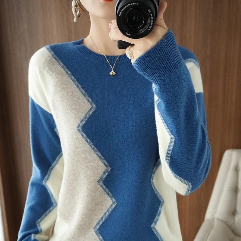 

Hot Sale 100% Wool Women's Sweaters And Pullovers Autumn Female O-Neck Fashion Clothing Long SLeeve Soft Jumper Tops Spring