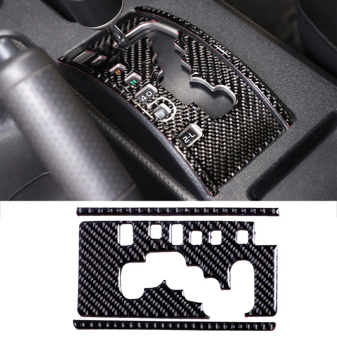 1 Set Carbon Fiber Black Car Center Console Gear Shift Panel Cover Trim LHD Fit for Toyota FJ Cruiser 2007-2018 2019 2020 New