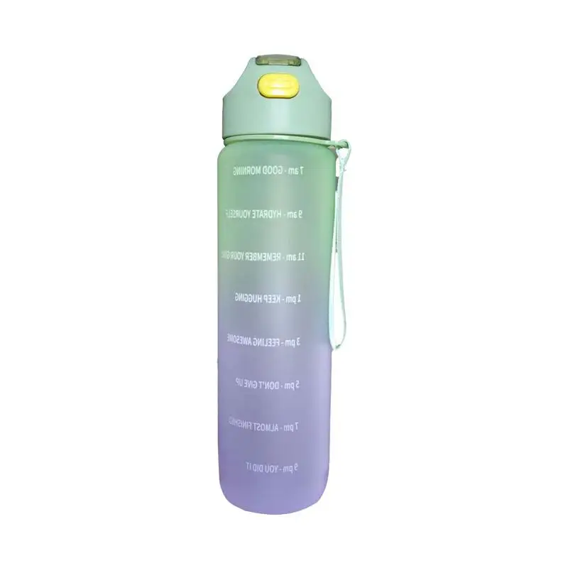 

Large Water Bottle Daily Water Intake Water Bottle 1L Gradient Color Motivational Water Bottle With Time Marker Leakproof Bottle