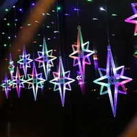 led north star curtain light 3 2m festoon christmas garland string fairy lights outdoor for window wedding party christmas decor