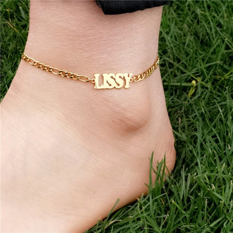 

Custom Name Anklet On A Link Chain Personalized Stainless Steel Jewelry Custom Anklet Nameplate Anklet Custom For Women Gift