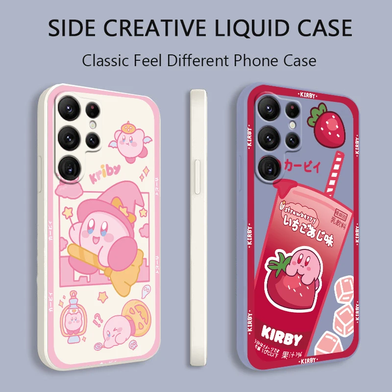 

Game Cartoon Cute Kriby Liquid Rope Cover Phone Case For Samsung Galaxy S22 S21 S20 Pro FE S10 Note 20 10 Plus Lite Ultra